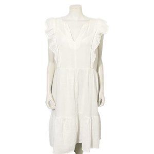 Spirit of Grace White Cotton Ruffled Midi Dress